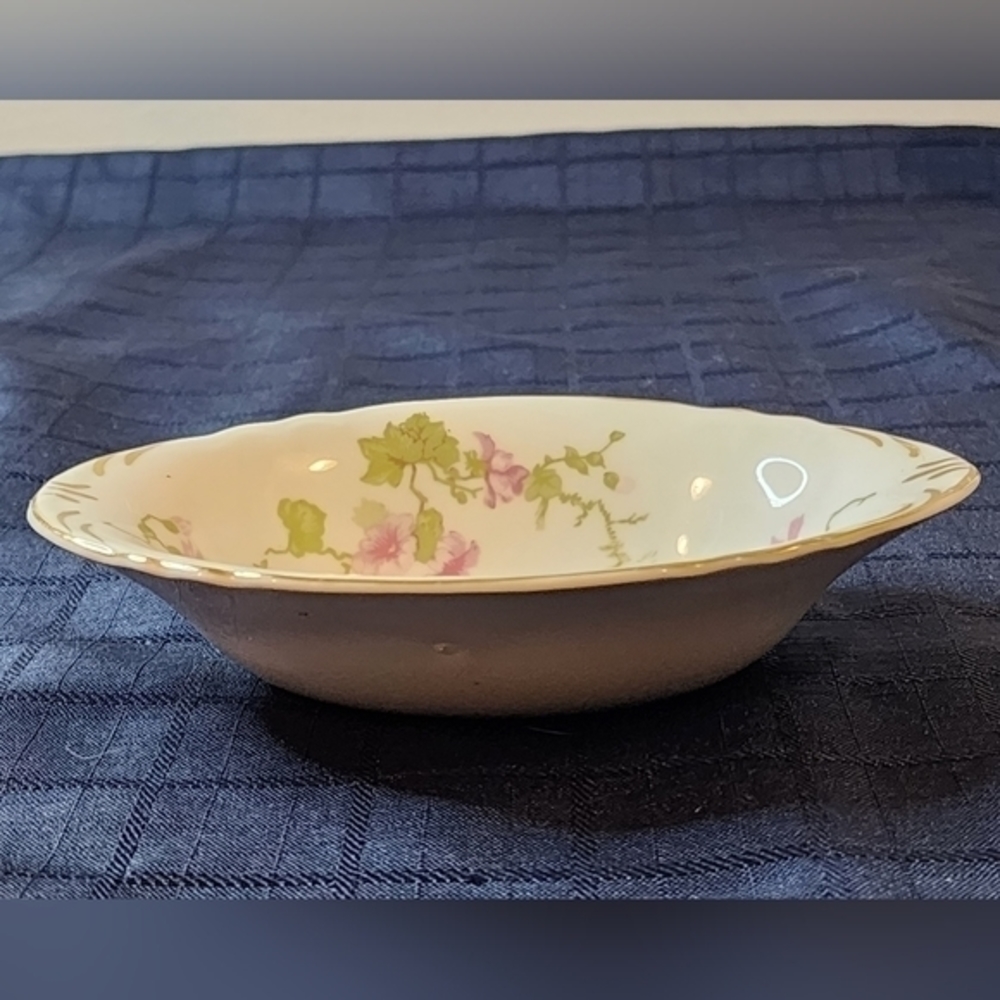 4 Pope Gosser China Small Flowers With Gold Trim Small Oblong Serving Bowls